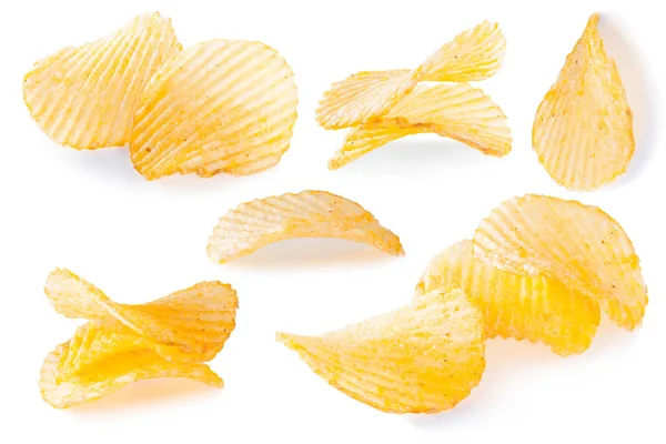 Potato chips close-up geïsoleerd — Stockfoto