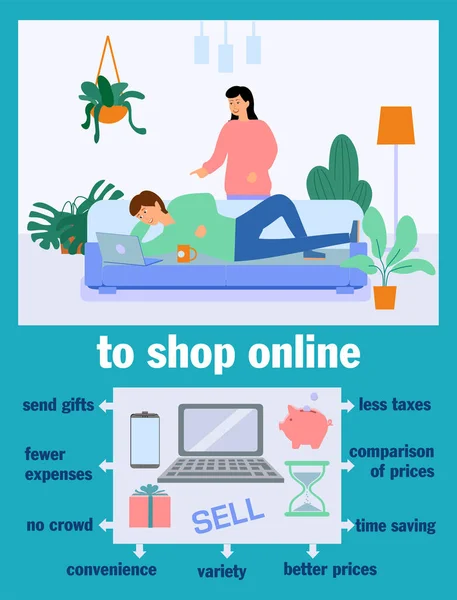 Online winkelen infographics. Online shopping concept illustratie, perfect voor web design — Stockvector