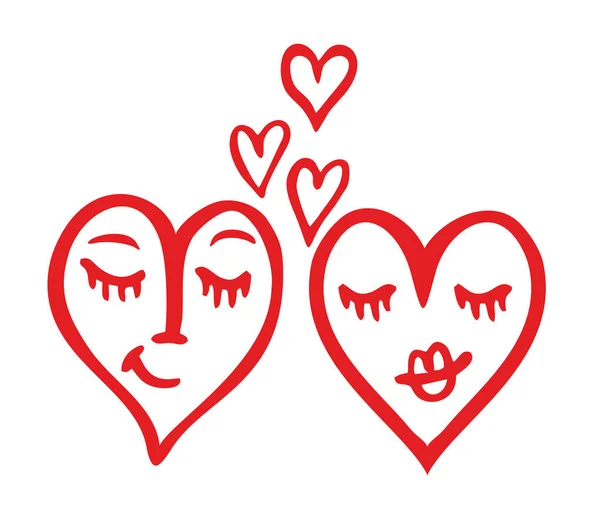 Két szív vektor. Szerelem ikon, szimbólum, illusztráció design. Egy pár Valentin napon. Romantikus esküvői kártya dekoráció háttér. Egy szerelmes pár, két aranyos szív. Valentin-napi vektorkártya. — Stock Vector
