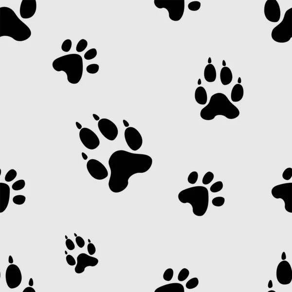 Animal rastreia padrão sem costura. Patas de cães ou gatos imprimem vetor isolado no fundo branco. Trail footpath animais selvagens, pegada silhueta ilustração. Vestígios de animais . —  Vetores de Stock