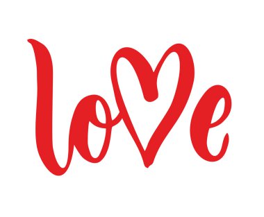 Vector freehand letters love text lettering, valentine s day clipart