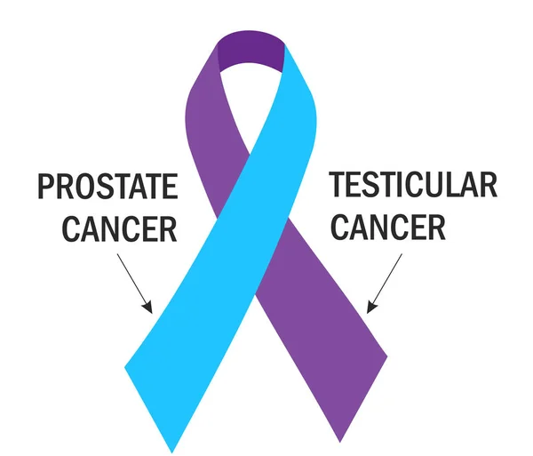 Purple indigo and Light-Blue Ribbon. Cancer survivor, targeted individuals and other awareness symbol. Man s health. Prostate Cancer Awareness and Testicle Cancer Awareness. Vector illustration. — Διανυσματικό Αρχείο