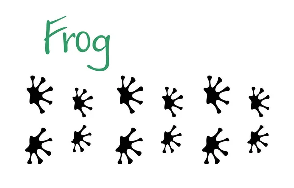 Frosch Hand Fuß Vektor Silhouette. tierischer Fußabdruck. Silhouette mit Froschaufdruck. — Stockvektor