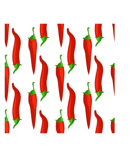 Chilli. Scharfer roter Pfeffer nahtloses Muster. Paprika — Stockvektor