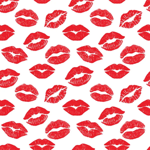 Lipstick kus print geïsoleerde vector naadloos patroon. Vector vrouwelijke sexy lippen naadloos patroon. Illustratie van schoonheid sexy lippen patroon, schets vrouwelijke mode. — Stockvector