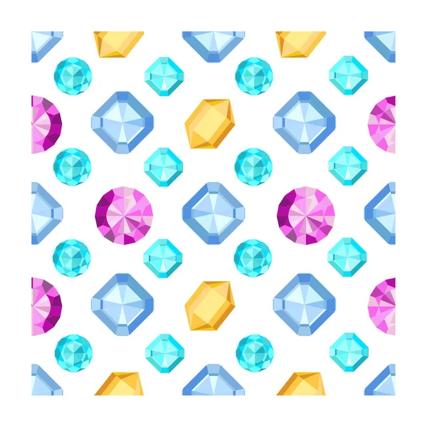 Gem seamless pattern. Jewels gemstone isolated on white background. — Stock Vector