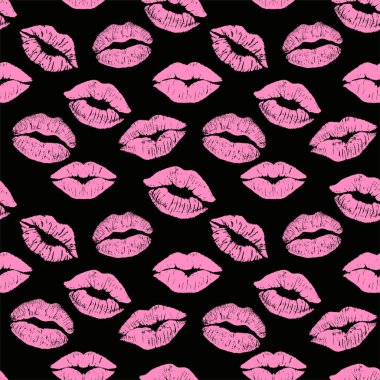 Kusursuz bir arka plan. Koyu arkaplanda pembe dudak izleri..