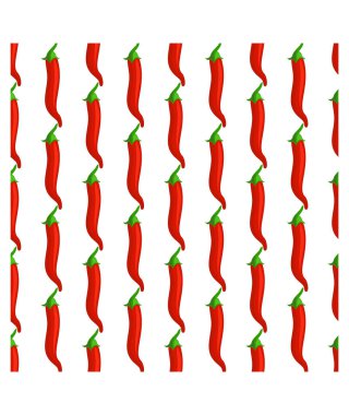 Chili pepper seamless pattern. Flat red hot chili peppers on a white background. Spicy food ingredient.