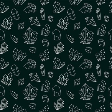 Çizgi taşı simgeleriyle kristal, pürüzsüz desen. Siyah-beyaz elmas arka planı. Siyah arka planda doğrusal beyaz elmasları olan geometrik dikişsiz desen.