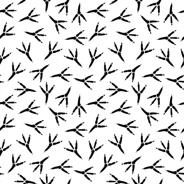 白い背景に孤立した鳥の足跡を持つシームレスなパターン。鳥の足跡のパターンとベクトルシームレスな背景。織物｜print — ストックベクタ