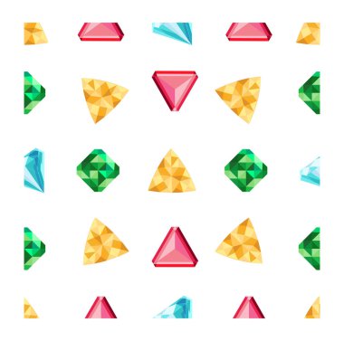 Elmaslar ya da parlak desenler. Gemstone deseni. Vektör çizimi. Düz tasarım değerli taş.