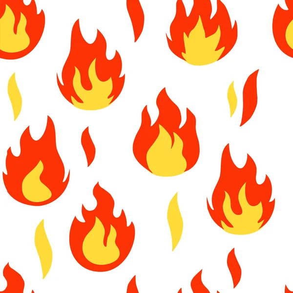 Flame fire seamless pattern background icon. Business flat vector illustration. Flame sign symbol pattern. Abstract flame silhouettes seamless pattern. — Stock Vector