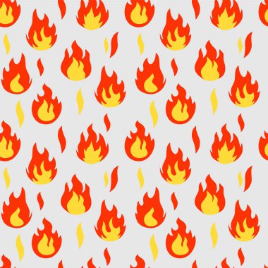 Alevli yangın arkaplan simgesi. İş yassı vektör çizimi. Alev sembolü deseni. Soyut alev siluetleri pürüzsüz desen.
