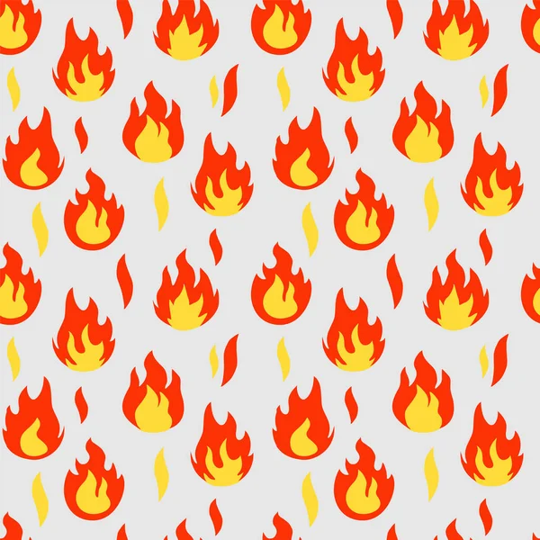 Flame fire seamless pattern background icon. Business flat vector illustration. Flame sign symbol pattern. Abstract flame silhouettes seamless pattern. — Stock Vector