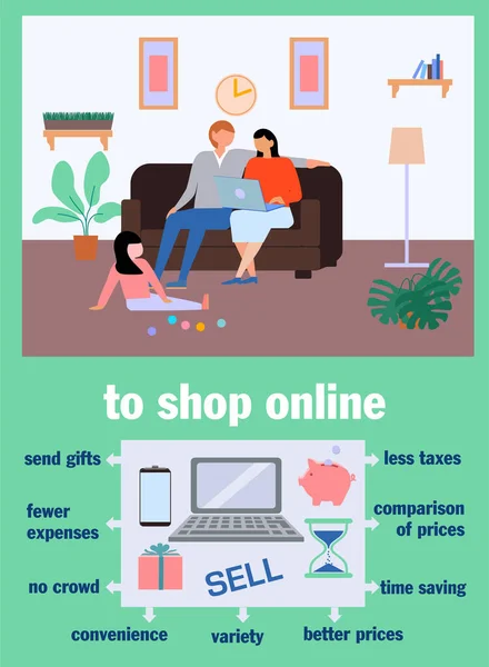 Online winkelbanner. Online winkelen infographics. Online shopping concept illustratie, perfect voor web design, banner, mobiele app, landing page. Bedrijfsconcept en technologieconcept. — Stockvector