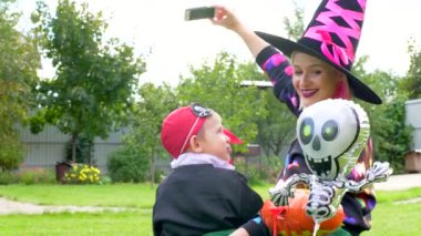 Anne ve oğlu eğlenceli Halloween Parti Halloween kostümleri