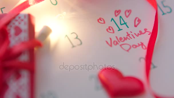 Día de San Valentín en el calendario — Vídeos de Stock