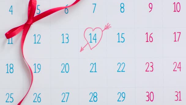 Valentinky den označený v kalendáři — Stock video