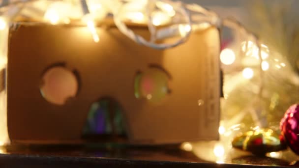 Occhiali VR cartone animato a Natale — Video Stock