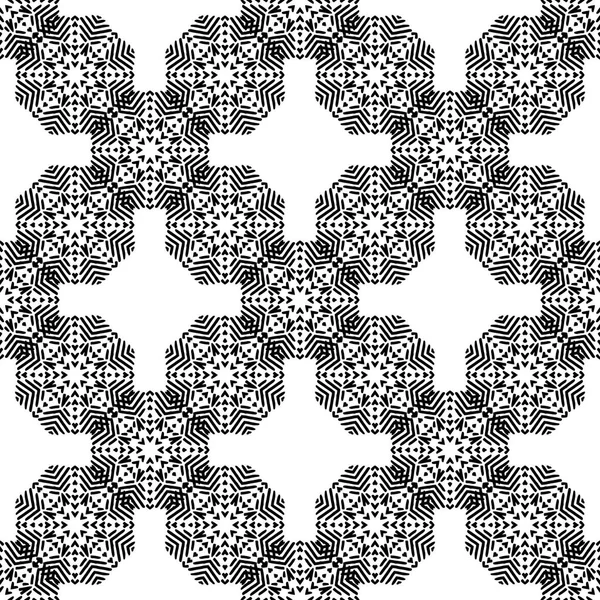 Geometría en blanco y negro sin costura patrón étnico — Vector de stock