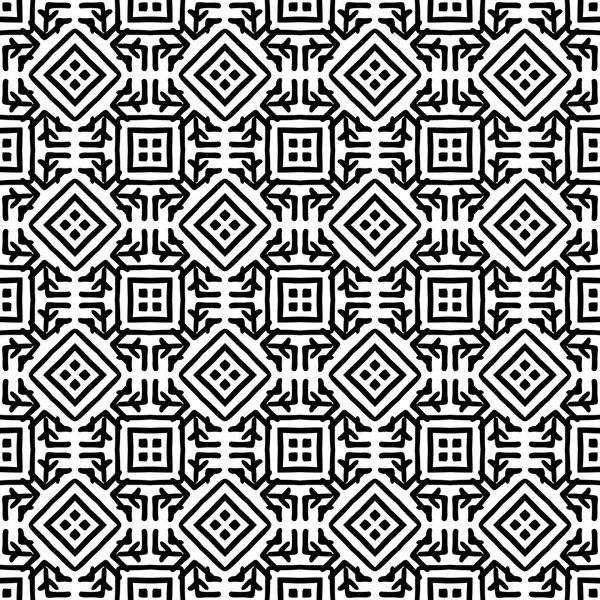 Black and White Seamless Ethnic Pattern — Stock Vector
