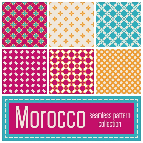 Set of 6 Morocco patterns background. Geometric seamless muslim