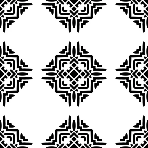Black and White Seamless Ethnic Pattern — Stock Vector