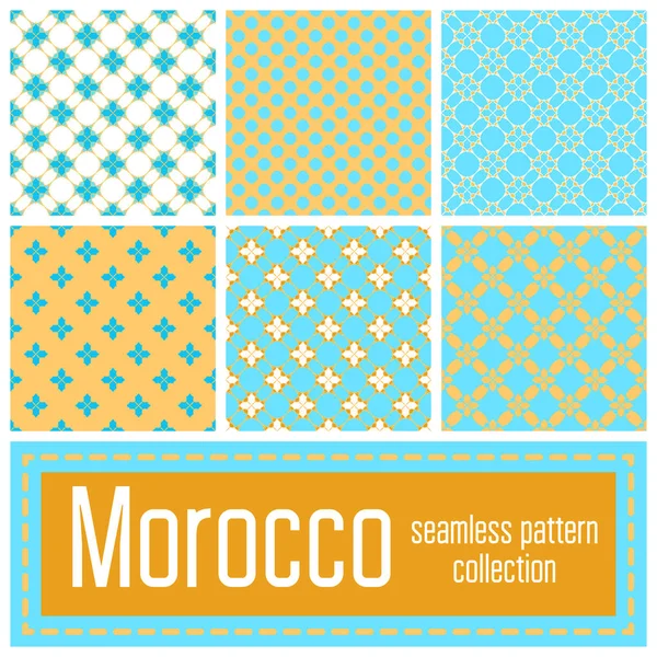 Set of 6 Morocco patterns background. Geometric seamless muslim