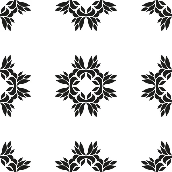 Ornamentale senza cuciture motivo floreale etnico bianco e nero — Vettoriale Stock