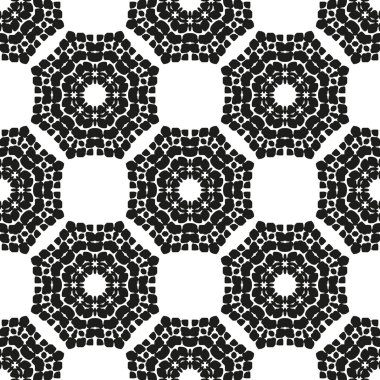 Süs sorunsuz çiçek etnik siyah beyaz desenli