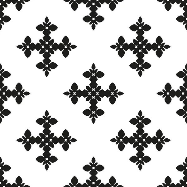 Patrón floral ornamental sin costuras étnicas en blanco y negro — Vector de stock