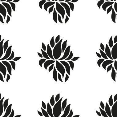 Süs sorunsuz çiçek etnik siyah beyaz desenli