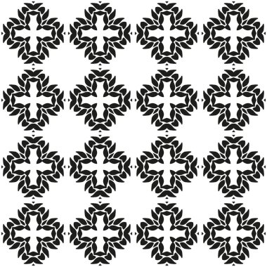 Süs sorunsuz çiçek etnik siyah beyaz desenli