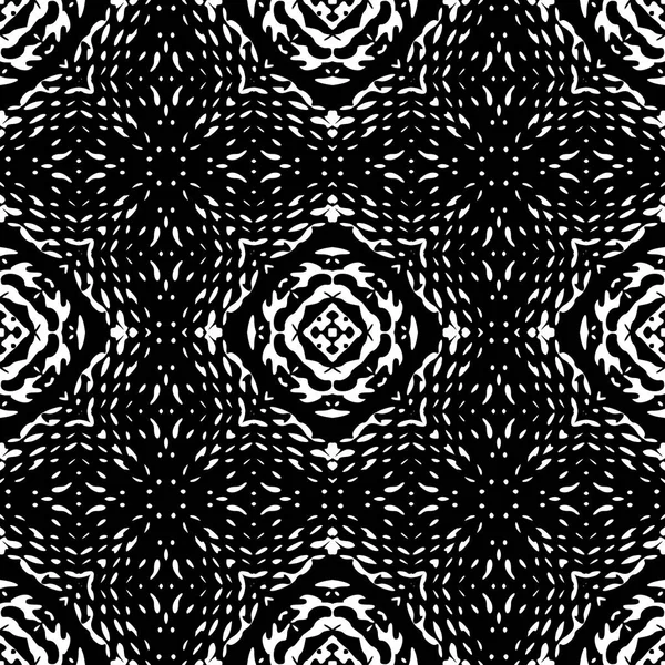 Black and White naadloze etnische Boho Pattern. Ikat. Achtergrond f — Stockvector