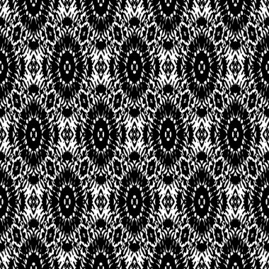 Siyah ve beyaz Seamless etnik Boho modeli. Ikat. Arka plan f