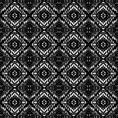 Siyah ve beyaz Seamless etnik Boho modeli. Ikat. Arka plan f