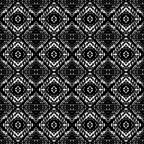 Black and White Seamless Ethnic Boho Pattern. Ikat. Background f — Stock Vector