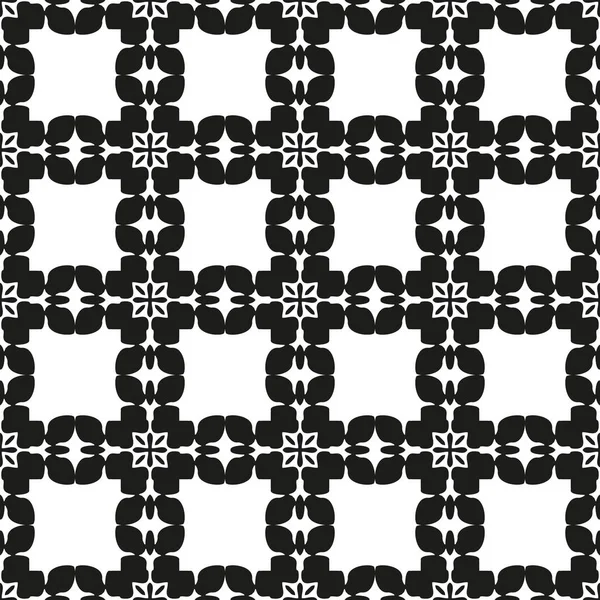 装飾的なシームレス花柄エスニック黒と白パターン — ストックベクタ
