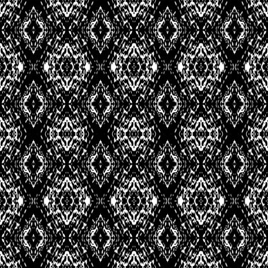 Siyah ve beyaz Seamless etnik Boho modeli. Ikat. Arka plan f