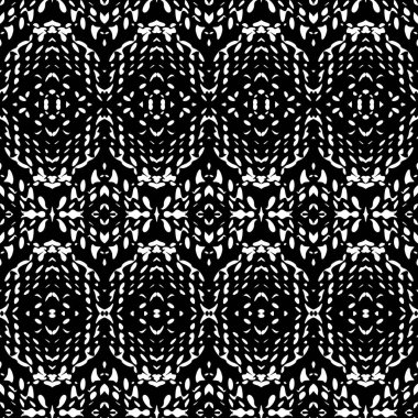 Siyah ve beyaz Seamless etnik Boho modeli. Ikat. Arka plan f