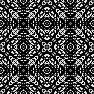 Siyah ve beyaz Seamless etnik Boho modeli. Ikat. Arka plan f