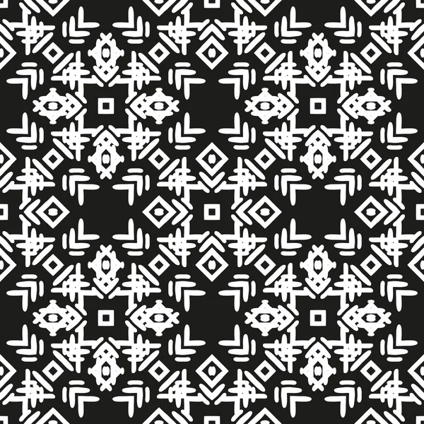Чёрно-белый бесшовный этнический рисунок — стоковый вектор