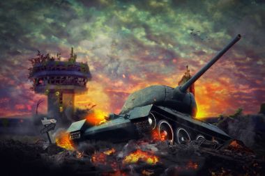 Terk edilmiş bir alanda tank