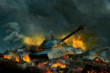 Üç tank Swampland içinde hareket