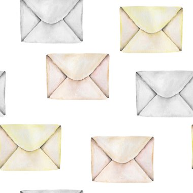 Suluboya vintage posta zarf ile Seamless Modeli