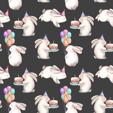 Suluboya şenlikli tavşan ile Seamless Modeli