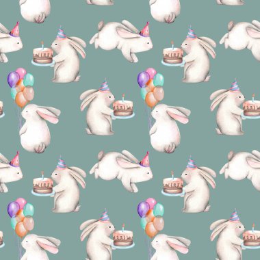Suluboya şenlikli tavşan ile Seamless Modeli