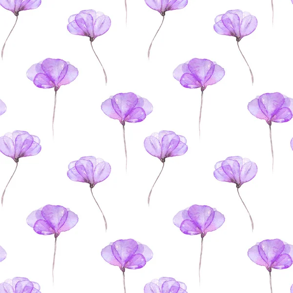 Květinový vzor bezešvé s akvarel fialový něžně květy — Stock fotografie