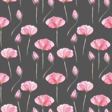 Pembe ihale çiçekler ile sorunsuz çiçek desenli
