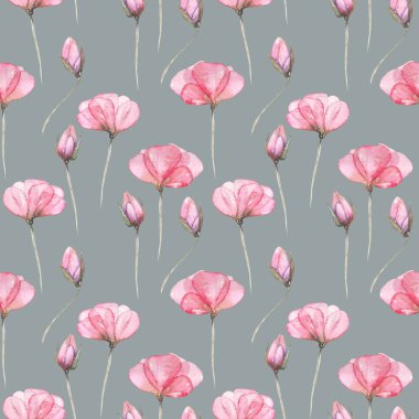 Pembe ihale çiçekler ile sorunsuz çiçek desenli